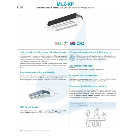 Aire acondicionado Mitsubishi Mono Split 12 Btu Cassette MLZ-KP