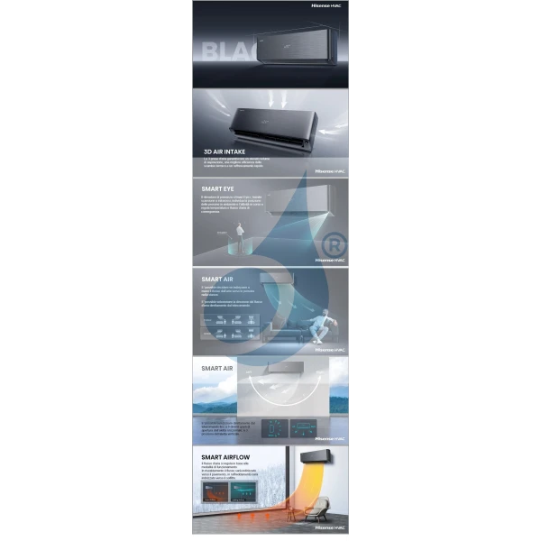 Hisense Dual Split 9+18 Btu Energy PRO X Negro 3AMW62U4RJC