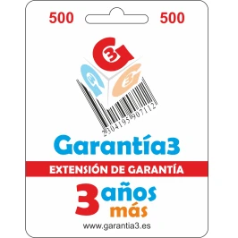 Garantía3 Extensión de garantía del Servicio Técnico 3 años Hasta 500 Euro