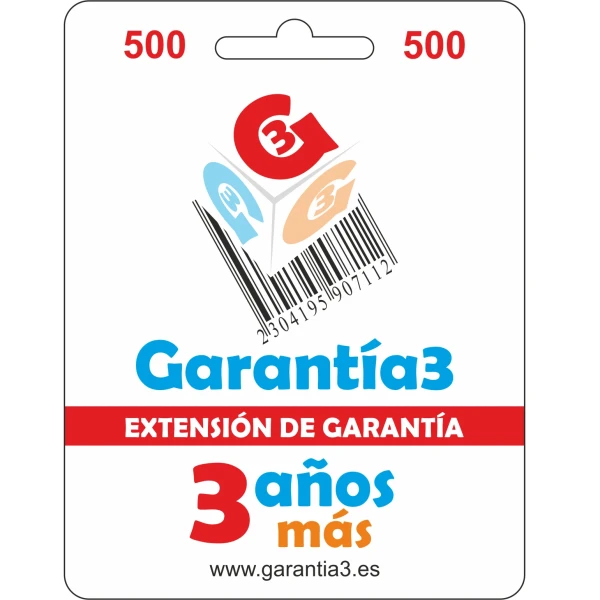 Garantía3 Extensión de garantía del Servicio Técnico 3 años Hasta 500 Euro