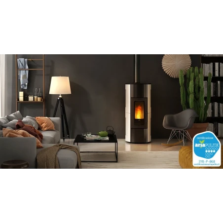 Estufa de pellets Ravelli 10.2 kW Flexi 11 Glass vaso Blanco