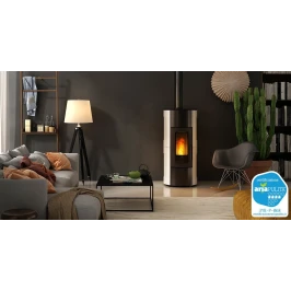 Ravelli Estufa de pellets Flexi 11 Glass 10.2 kW WiFi revestimiento vaso Negro A++ Canalizable Ventila Convección Natural 2