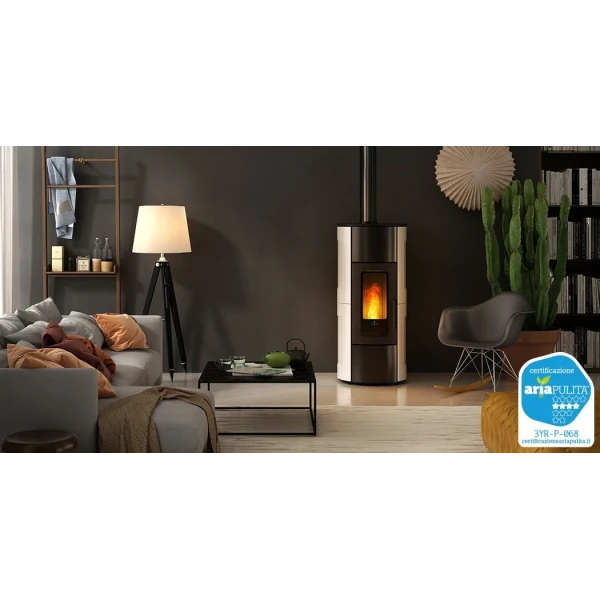 Estufa de pellets Ravelli 10.2 kW Flexi 11 Glass vaso Plata