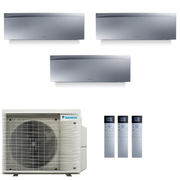 Aire acondicionado Daikin Tres Split 7+12+12 Emura Plateado 3MXM68A9
