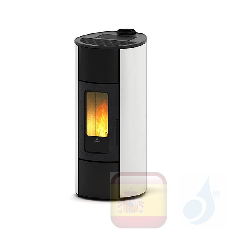 Estufa de pellets Ravelli 10.2 kW Flexi 11 Glass vaso Blanco