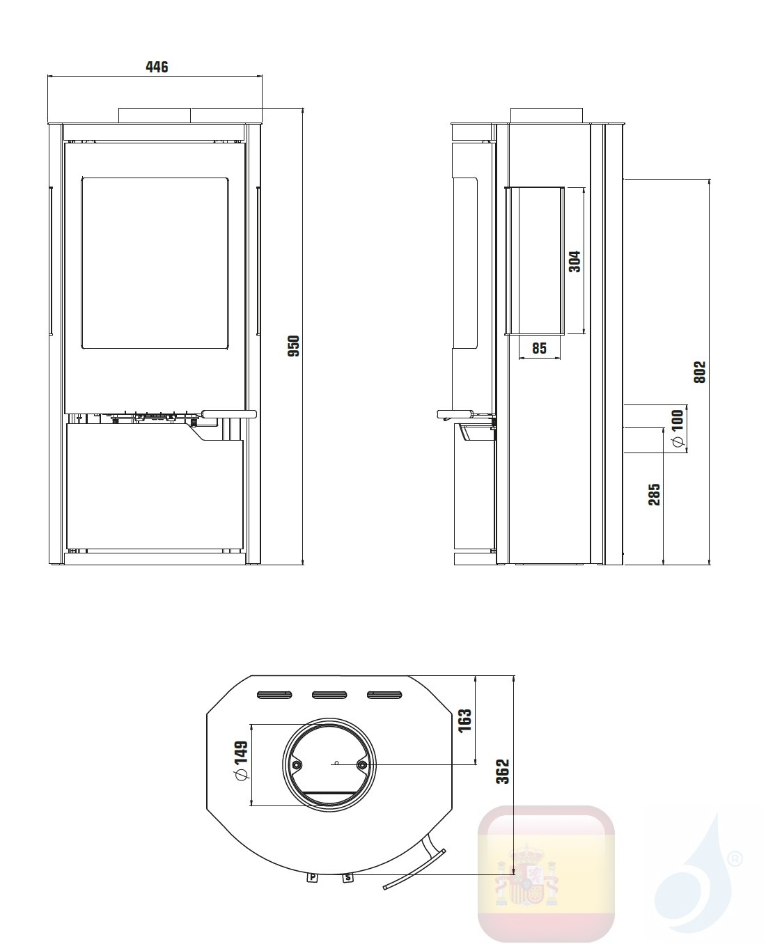 Estufa de leña Ravelli 6 kW DAFNE VIEW metal Negro