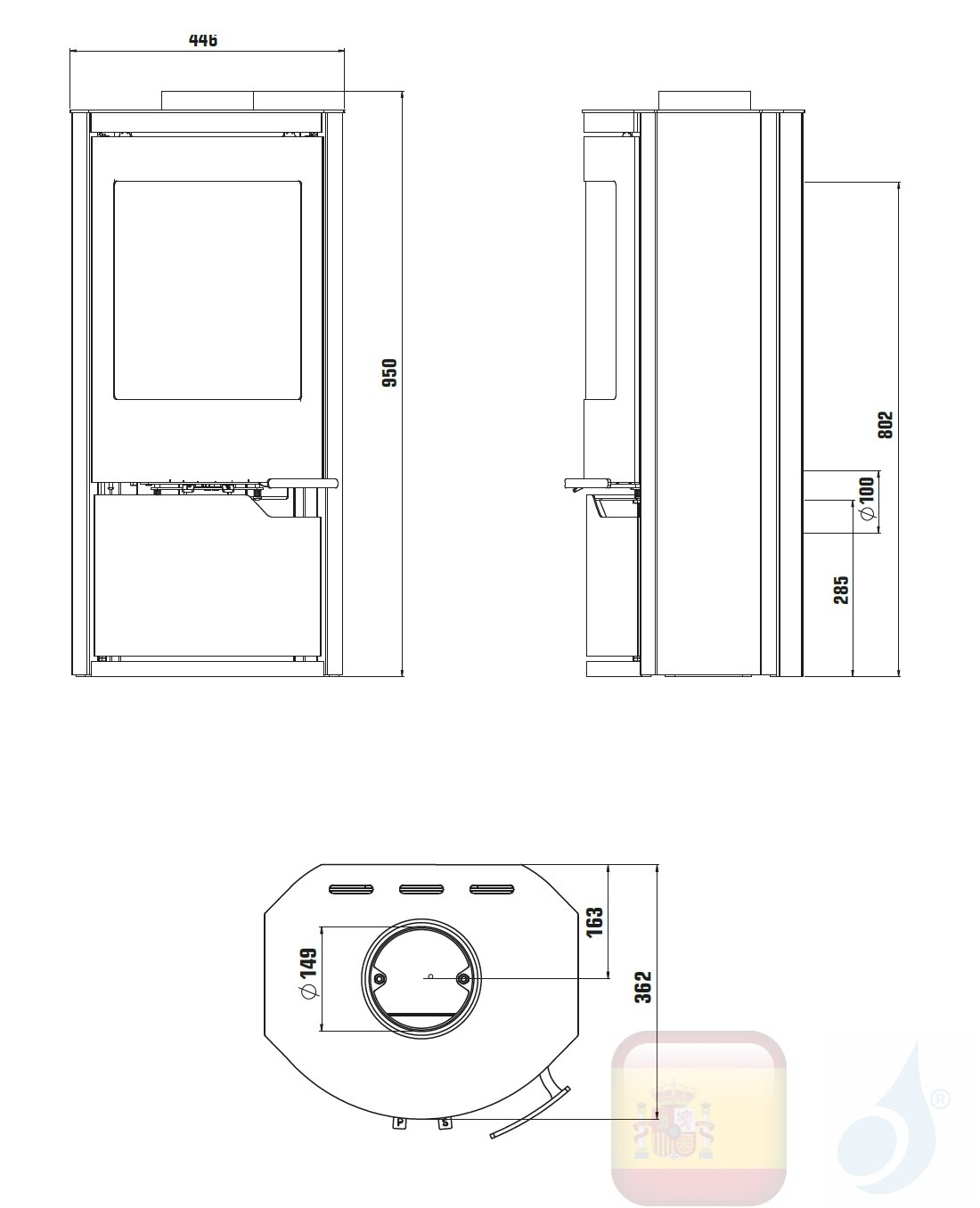 Estufa de leña Ravelli 6 kW DAFNE metal Negro