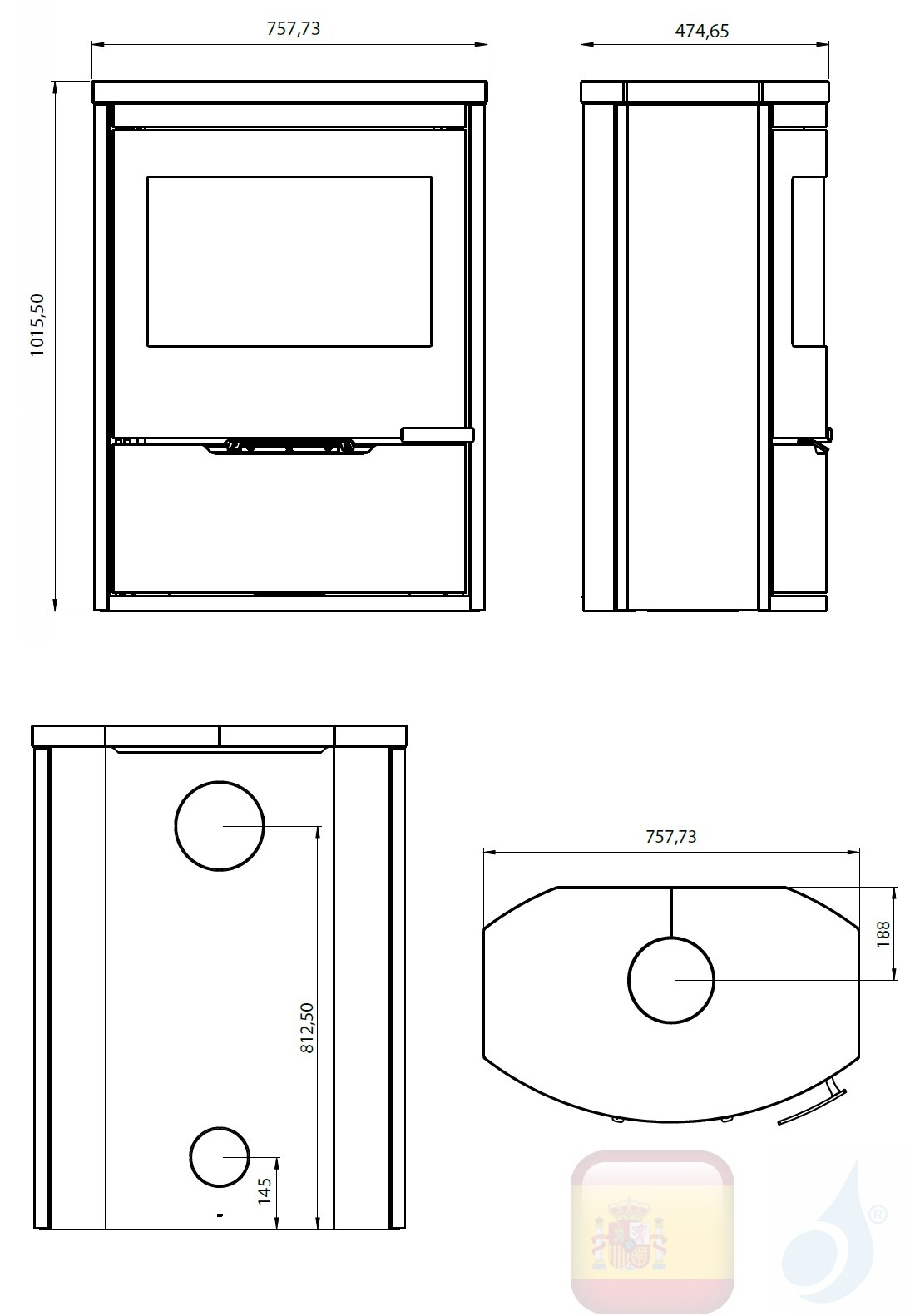 Estufa de leña Ravelli 9 kW MINERVA STONE  Roca